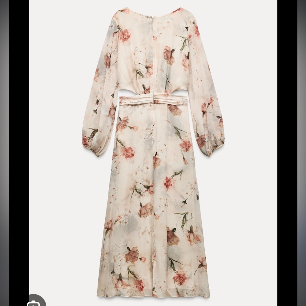 ZARA FLORAL CUTOUT RUFFLE DRESS - Picture 10 of 12